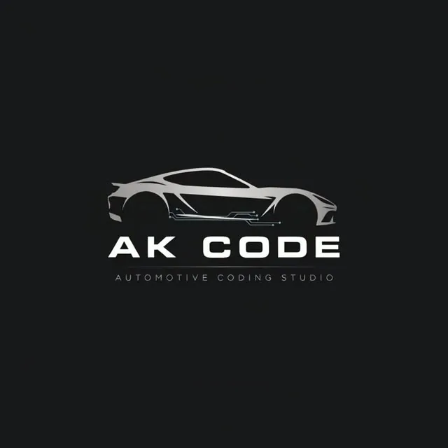 AK Code logo: silver car silhouette above the AK Code wordmark